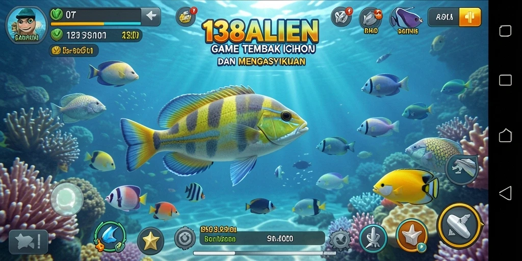 Tampilan gameplay seru di 138ALIEN dengan aksi menembak ikan.