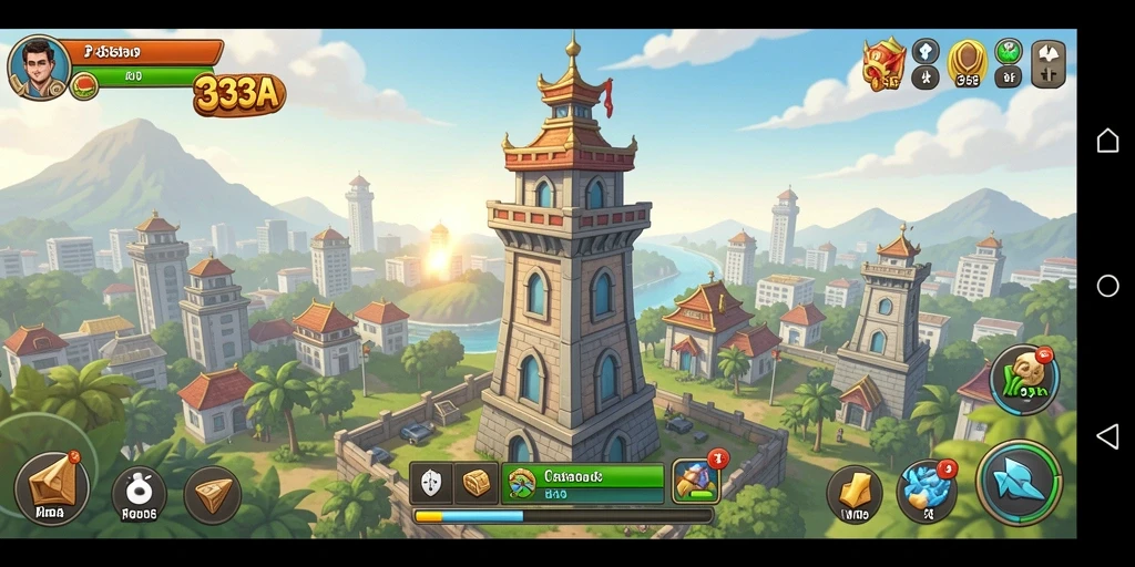Tampilan menarik dari gameplay Tower Defense di 333A.