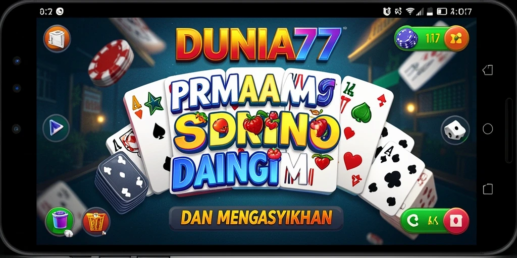 Tampilan antarmuka permainan Domino DUNIA77 yang menarik.