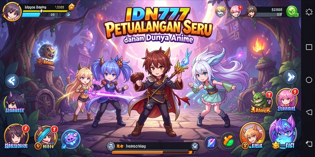 Tampilan gameplay IDN777 yang mengesankan dengan karakter anime.