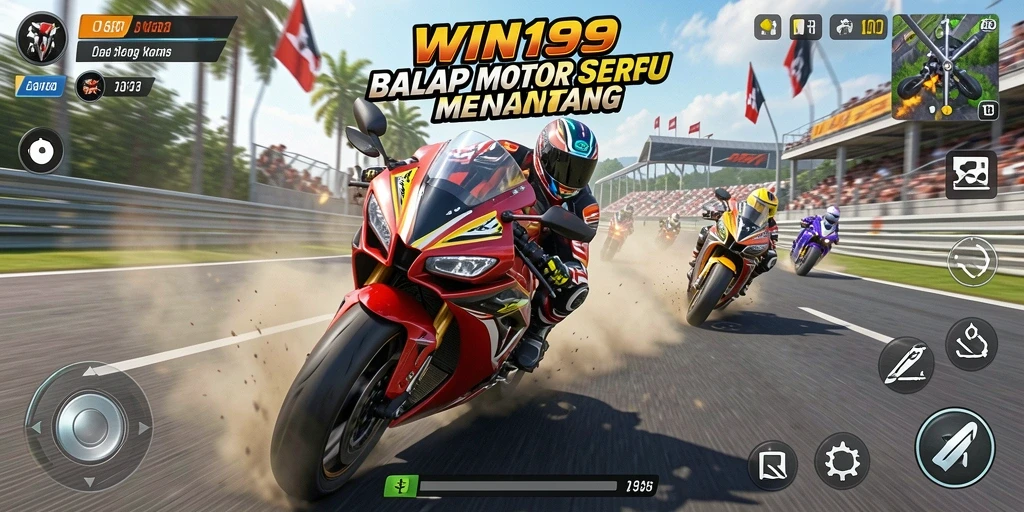 Screenshot dari gameplay balap motor dalam WIN199 yang seru.